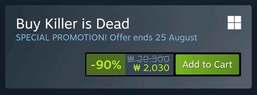 [스팀] Killer is Dead 90% 세일 2030원_2.webp